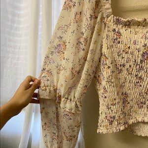 Wild Fable Smocked Top- Floral ruffle sleeves